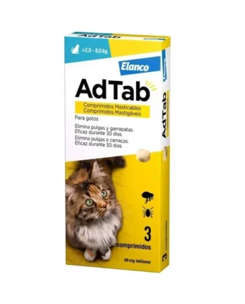 AdTab Comprimido Masticable Antiparasitario para Gato 2-8 kg (3 uds)