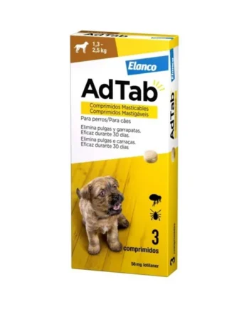 AdTab Comprimido Masticable Antiparasitario para Perros 1,3-2,5 kg (3 uds)