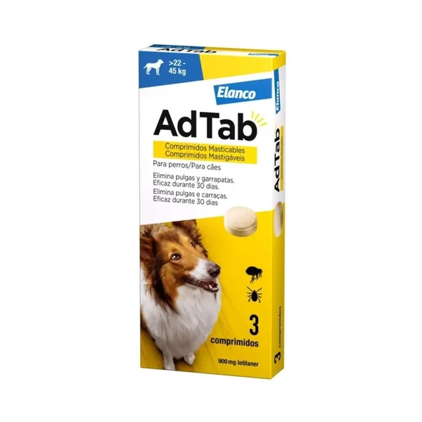 AdTab Comprimido Masticable Antiparasitario para Perros 22-45 kg (3 uds)