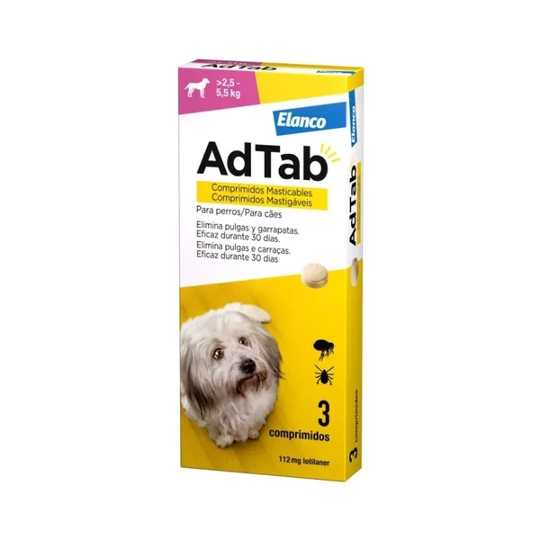 AdTab Comprimido Masticable Antiparasitario para Perros 2,5-5,5 kg (3 uds)
