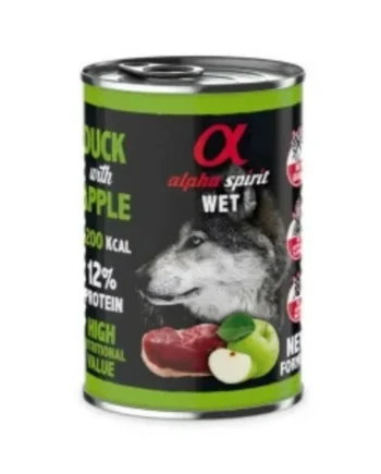 Alpha Spirit Lata Pato con Manzana Verde para Perro