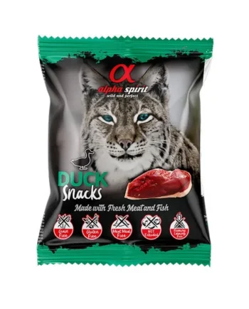 Alpha Spirit Snacks de Pato gato (24 bolsas x 50g) Caja Expositora al mejor precio | Comprar en La Tienda del Pienso