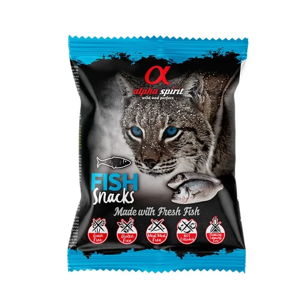 Alpha Spirit Snacks de Pescado gato (24 bolsas x 50g) Caja Expositora al mejor precio | Comprar en La Tienda del Pienso