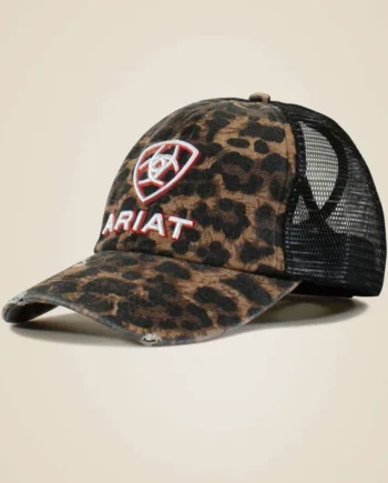 Ariat Gorra Embellished Logo Cheetah Print Mujer Negro