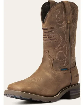 Ariat Western Boots Hybrid Patriot H2O Hombres Distressed Brown