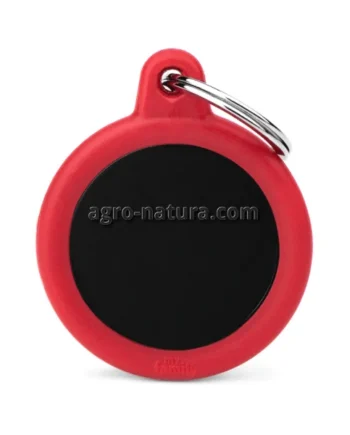 Chapa grabada para perro y gato - Círculo negro con goma