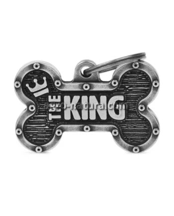 Chapa grabada para perro y gato - Hueso King y Queen