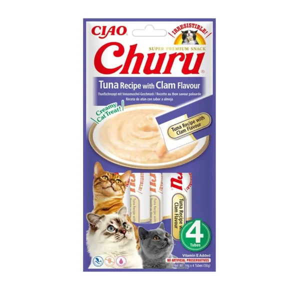 Churu Snack Natural de Atún con Almejas (4x14g) para Gatos