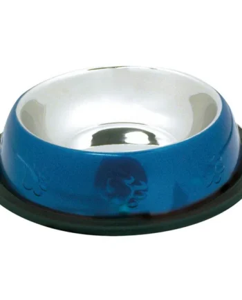 Comedero Inox gatos AZUL antidesl. 0,24l./16cm