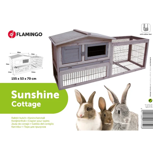 Flamingo Caseta para Conejo Sunshine Cottage 155x53x70cm