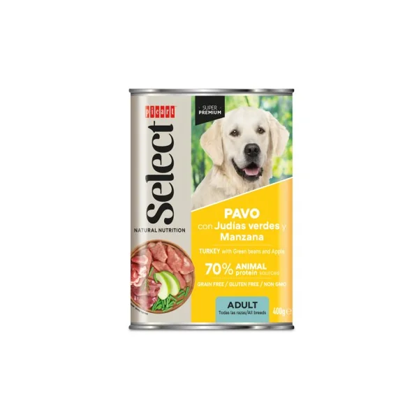 Lata Select Dog ADULT LIGHT - PAVO con Judías verdes y Manzanas - 400 gr