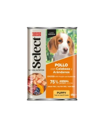 Lata Select Dog PUPPY - POLLO con Calabaza y Arándanos - 400 gr