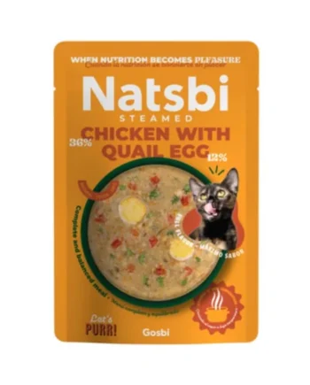 Natsbi Steamed Pollo con Huevo de Codorniz para Gato
