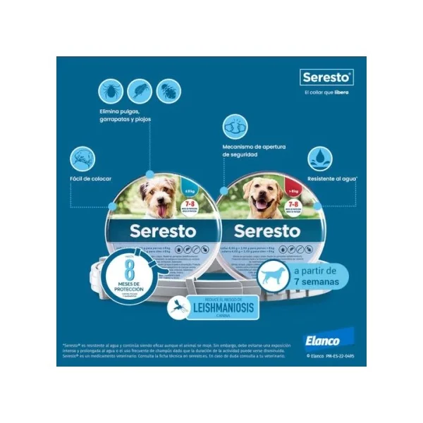 PACK-2 - Collar Antiparasitario Seresto para perros < 8kg + > 8kg - Bayer