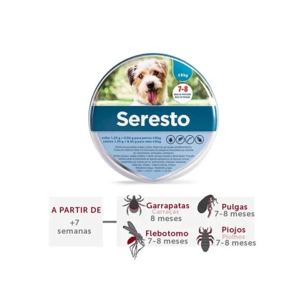 PACK-2 - Collar Antiparasitario Seresto para perros < 8kg + > 8kg - Bayer