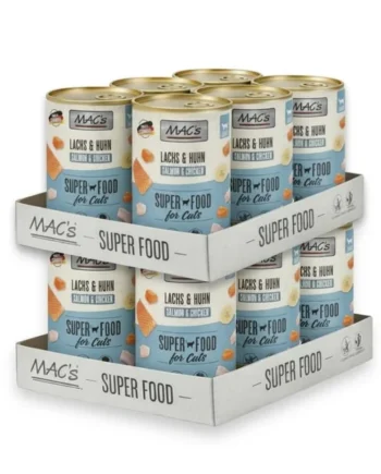 Pack 12 Latas MAC´s Salmón y Pollo para Gato