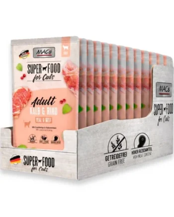 Pack 12 Sobres MAC´s Vacuno con Arándanos para Gato