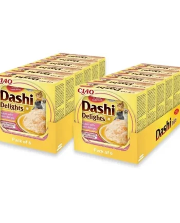 Pack 12 Tarrinas Inaba Dashi Delights Pollo con Salmón para Gatos