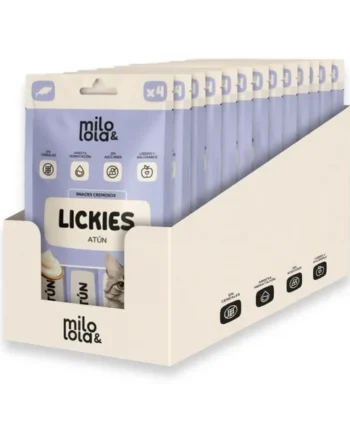 Pack 12x4 Lickies (Snacks Cremosos) Milo y Lola de Atún para Gatito