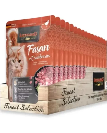 Pack 16 Sobres Leonardo de Faisán y Arándanos para Gato