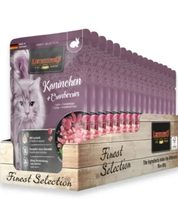 Pack 16 Sobres Leonardo de Pollo Conejo y Arándanos para Gato