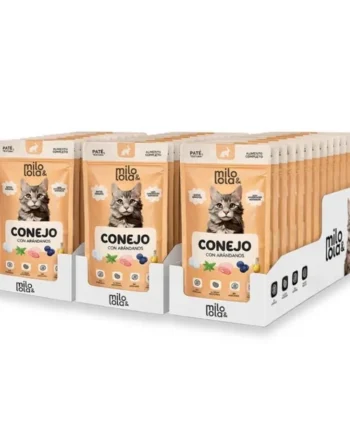 Pack 36 Sobres Milo y Lola de Conejo y Pollo con Arándanos para Gato