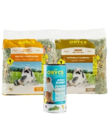 Pack - ORYCS para conejo adulto (Heno Manzanilla y Caléndula + Frutas y Hortalizas) - 1.75kg
