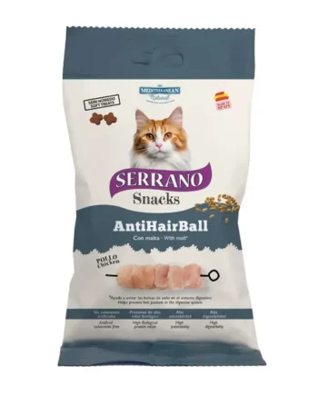 Serrano snack antihairball de pollo 50g para gatos