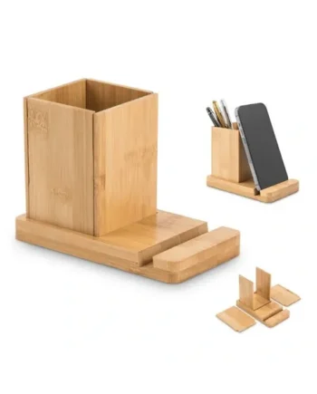 Set de escritorio de bambú con organizador extraíble