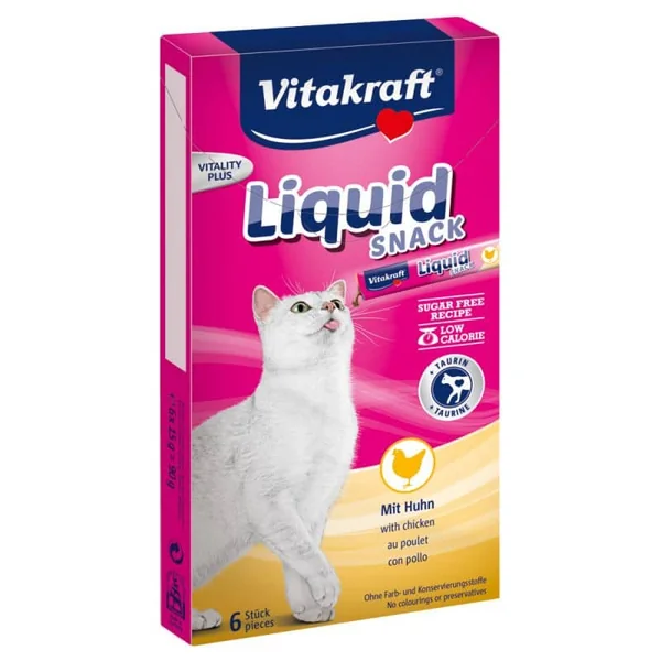 Vitakraft Cat Liquid Snack Pollo+Taurina 6 uds al mejor precio | Comprar en La Tienda del Pienso