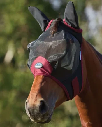 WeatherBeeta Máscara para Moscas ComFiTec Fine con Orejas Negro/Borgoña