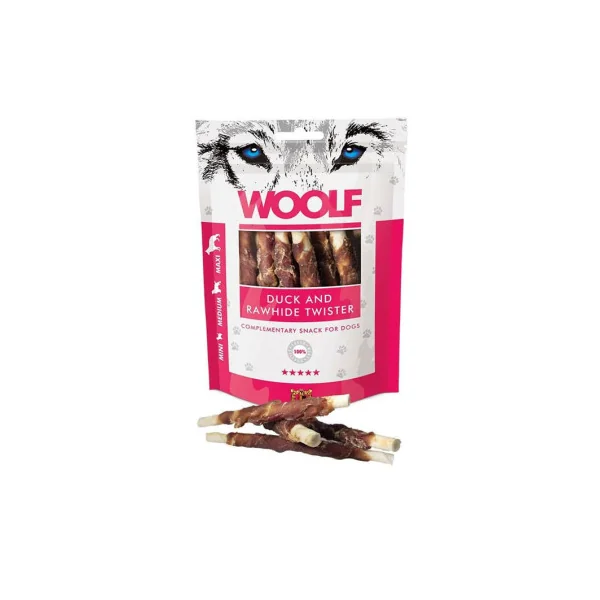 Woolf Dog Snack Twister Piel de Vacuno y Pato 100gr